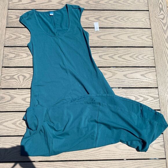 NWT Old Navy small tall blue green teal swing maxi midi scoop dress - Picture 3 of 7
